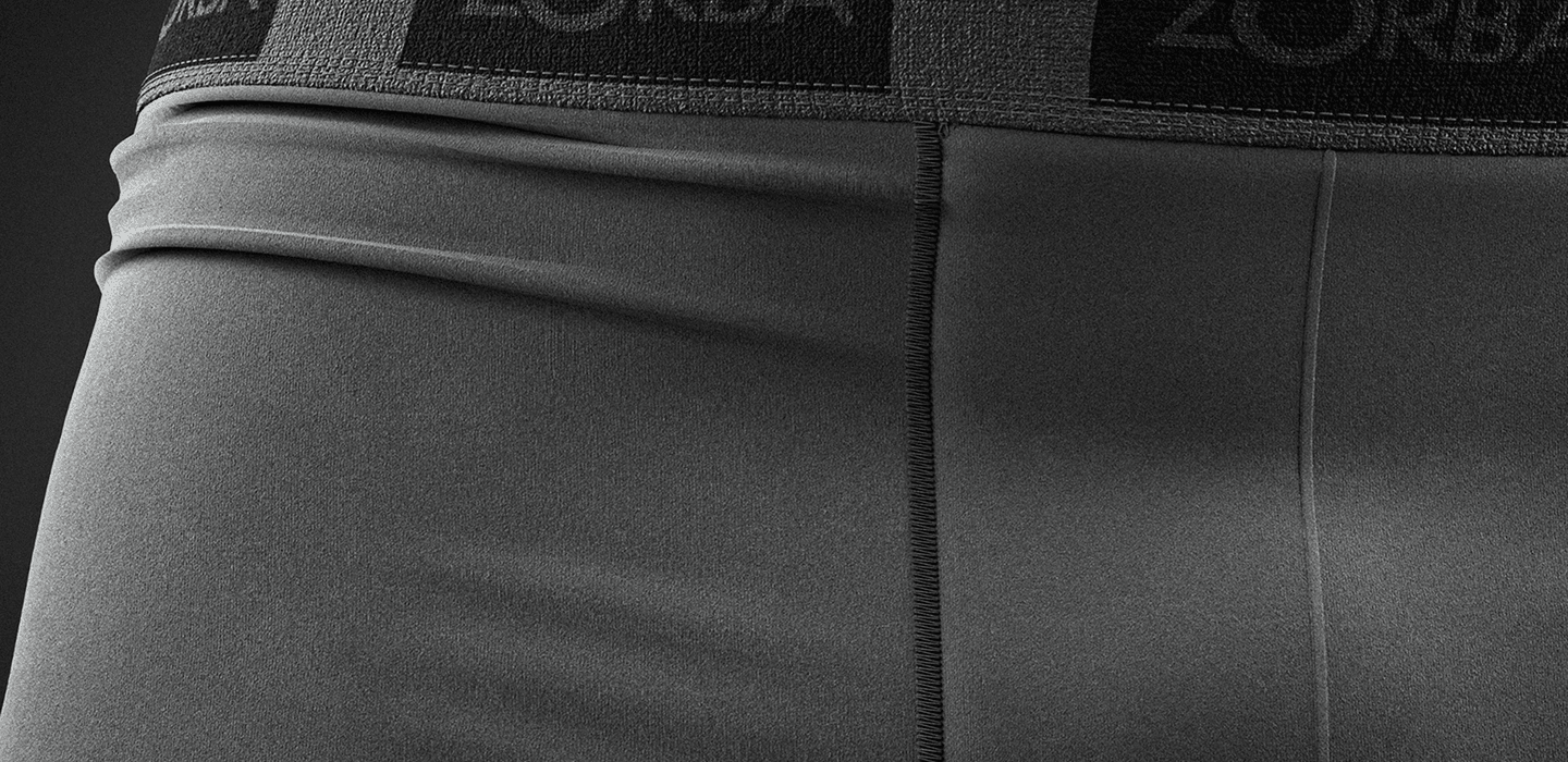 Close da cintura e costura de peça íntima Zorba